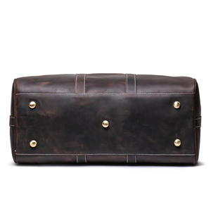 Sac de voyage vintage en cuir véritable avec fermeture éclair, bandoulière, pliable et portable, design durable - Product Image 3
