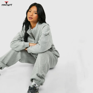 Sweat à col roulé imprimé avec logo personnalisé pour femmes Sweat à capuche court à fermeture éclair à col rond d'hiver Conception populaire - Product Image 5