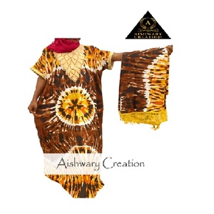 Collection de gros Dentelle tie-dye Mousseline de soie Caftan Tissu rayonne Écologique Respirant Printemps Demi-manches Fente latérale Lâche - Product Image 2