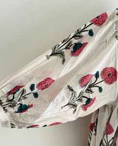 Robe midi en coton imprimé à la main en Inde, robe décontractée à fleurs, cadeau pour elle - Product Image 2