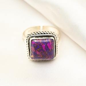 Anillo hecho a mano de Plata de Ley 925 estilo bohemio con piedras preciosas turquesas elegante regalo de boda o fiesta para mujer - Product Image 4