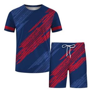 Ensemble sportif d'été pour hommes 100% coton imprimé t-shirt et survêtement court respirant grande taille High Street Fashion ensemble court - Product Image 3