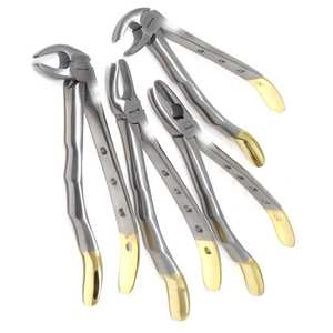 Juego Profesional de 4 Piezas de Fórceps para Extracción Dental, Modelos MD1, MD2, MD3, MD4, Mango Dorado, Acero Inoxidable, SURGINEXA - Product Image 4