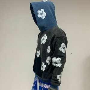 Streetwear de luxe personnalisé français éponge graphique Dtg sérigraphie à capuche poids lourd 400Gsm coton Boxy recadrée fermeture éclair hommes à capuche - Product Image 4