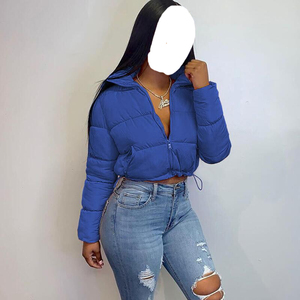 Femmes mode doudoune Sexy col montant culture à manches longues manteaux chaud solide cordon fermeture éclair vêtements d'extérieur personnalisé bulle veste - Product Image 5