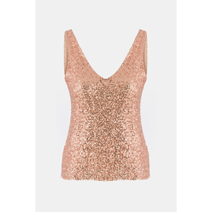 Blusa Rosa con Lentejuelas, Cuello en V, Asimétrica, Bordada, Informal, de Seda, Chifón, Tejida, Ajustada, Disponible en Talla Grande XL para Primavera y Otoño - Product Image 6