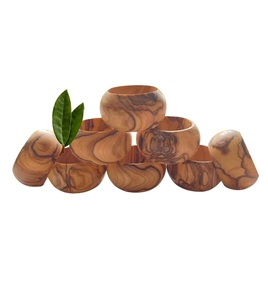 Bethléem bois d'olivier fait à la main de la terre sainte ensemble d'anneaux de serviette/cadeaux de mariage (porte-serviettes 8) - Product Image 1