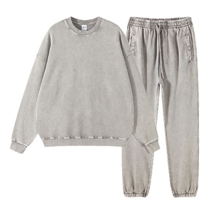 Vente en gros de survêtement blanc uni d'hiver 100% survêtements vintage de haute qualité en éponge française lavés à l'acide pour hommes - Product Image 4