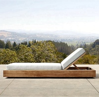 Meubles d'extérieur en teck de luxe, toutes saisons, Patio jardin, chaise longue en bois, meubles en bois de teck massif, lit de soleil en bois avec coussin