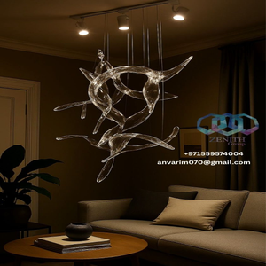 Lustre long en verre liquide d'art moderne pour salles à manger Boutique Hotels Villas USA Chine EAU Arabie Saoudite Qatar Oman Koweït - Product Image 3