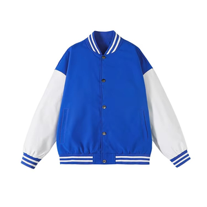 Hot Selling Custom Men's Winter Baseball Bomber Varsity Jacket <b>Fleece</b> with Letter Pattern Leather Jacket - Product Image 2