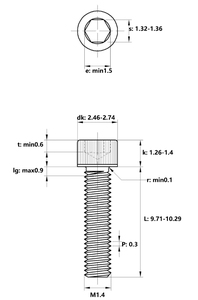 TOBO 304 DIN912 M1.4 * 10 A2-50 สกรูหัวจมหกเหลี่ยมสีขาวพร้อมการออกแบบแบบเคียว - Product Image 6