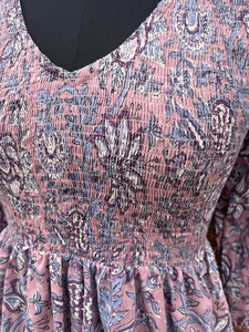 Bloque de mano impreso 100% algodón vestido indio Casual túnicas y vestido largo con decoración bordada" - Product Image 3