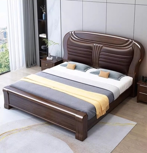 Кровать из массива дерева, Главная спальня, кровать размера «king-size», современная простая мягкая двуспальная кровать размера «queen-size», прямые продажи с завода - Product Image 5