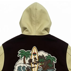 Veste universitaire à capuche pour homme avec broderie en chenille, impression personnalisée, manches longues, vestes universitaires pour homme avec capuche - Product Image 5