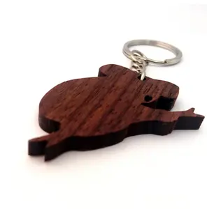 Wooden Key Chain frog design manufacturer Customized size wooden keyring shaped key ring at wholesale price