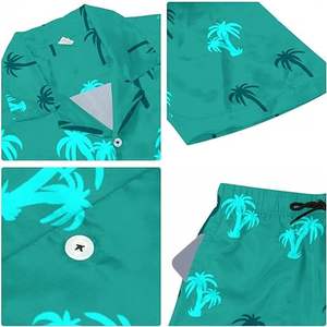 Conjunto de camisa y pantalones cortos de manga corta con botones de dos piezas para hombre, conjunto de verano informal de talla grande personalizado al por mayor, transpirable y antiarrugas - Product Image 5