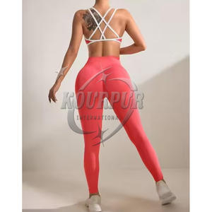 Top qualité femmes 2 pièces Yoga ensemble couleur naturelle vêtements de sport sans couture vêtements de sport Fitness vêtements de sport - Product Image 2