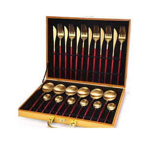 Brass Gold Color Cutlery <b>Set</b> with blue coating handle For Serving And Eating Cutlery <b>Set</b> mirrored steel Cutlery <b>Set</b> - Product Image 2