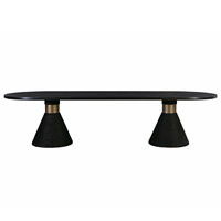 Base de piedestal en corde artisanale de qualité moderne, forme ovale, en bois d'acacia, finition noire antique texturée, pour bar à domicile ou hôtel