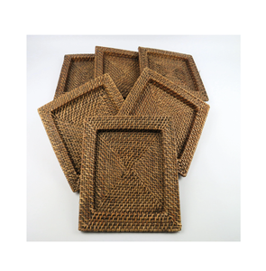 Fournisseur en gros naturel élégant Assiette de présentation en rotin Assiette carrée Ensembles de tapis Vaisselle pour servir des assiettes de nourriture - Product Image 5