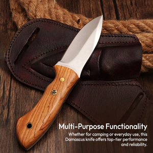 Cuchillo Skinner Jexmoo Hecho a Mano de Acero al Carbono con Mango de Madera y Funda de Cuero, Regalo Perfecto para Camping y Caza - Product Image 2