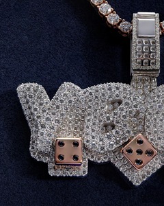 Hip Hop 925 plata esterlina VVS Moissanite diamante inicial Logo colgante oro rosa acabado hombres personalizado helado fino colgantes encantos - Product Image 2