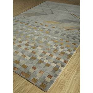 Tapis géométriques noués à la main en laine et soie de bambou Manchaha 9x12 rectangulaires pour salon ou couloir - Les-940 Gris & Noir - Product Image 2