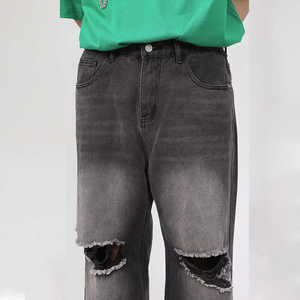 Jeans en denim déchiré ample vintage noir pour homme, lavage à l'acide, personnalisé, gothique, 100% coton pour homme - Product Image 4