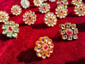 แหวนแต่งงานแฟชั่นอินเดียเครื่องประดับโอกาสรอมฎอนแหวน kundan เทียมโลหะ Diwali pooja ของขวัญคืนสำหรับเธอ - Product Image 4