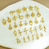 Pendentif DIY plaqué or avec zircone cubique, breloques lettre, papillon, cœur, étoile polaire, breloques dorées pour la fabrication de bijoux