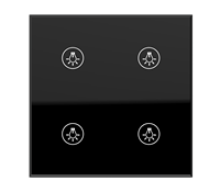Interruptor de Pared Inteligente TUYA WiFi de 4 Luces, Vidrio Templado, Control por Voz con Google Alexa, Certificado CE, Negro, Automatización del Hogar, Iluminación, 80m