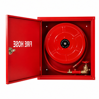 Système de dérouleur de tuyau d'incendie mural en acier inoxydable rouge avec armoire, ensemble complet personnalisable pour bâtiments commerciaux
