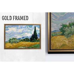 Lienzo Impreso: Campo de Trigo con Cipréses de Van Gogh, 1 Pieza con Marco Dorado - Product Image 1