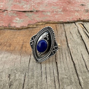 Joyería para Mujer, Anillo de Plata Estilo Boho, Plata de Ley 925 con Lapislázuli, Anillo Hecho a Mano de Moda, Regalo para Enamorados - Product Image 4