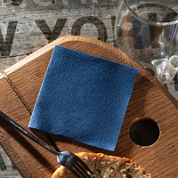 Serviettes de table jetables bleues 2 plis certifiées, style sac, aspect lin Airlaid, 7,8x7,8, 4 plis, logo personnalisé, haute qualité, pour cocktails