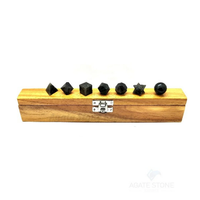 Lot de Solides Platoniques Naturels en Aventurine Grise avec Boîte en Bois – Pierres de Guérison en Cristal pour la Géométrie Sacrée