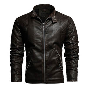 Wholesale US Size <b>Man</b> Leather <b>Jacket</b> Plus <b>Velvet</b> Winter Coat - Product Image 3