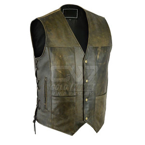 Gilet en cuir personnalisé tendance pour homme, veste sans manches de motard en cuir véritable, vente directe d'usine ODM, vente en gros - Product Image 1