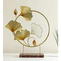 Sculpture en forme de feuille au design unique Ornement Statue Figurine Décor de bureau Finition dorée Accessoires de table brillants Prix bas - Product Image 2