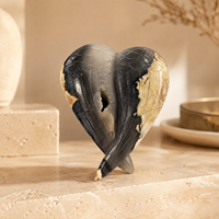 Ornement en Agate Volcanique Ailes Croisées, Pièce Décorative en Cristal Poli à la Main pour Bureau, Étagère et Présentation Spirituelle