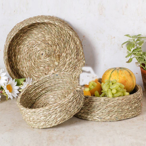 Decoración del Hogar, Organizador de Cocina, Precio al por Mayor, Juego de 2 Cestas de Almacenamiento Decorativas Hechas a Mano, Elegantes y Naturales de Ratán - Product Image 5