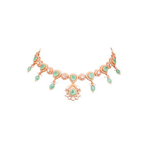 Elegante Juego de Collar y Aretes Chapados en Oro para Mujer, Joyería Tradicional para Novias y Fiestas, Gajaah, Plata de Ley 925 - Product Image 4