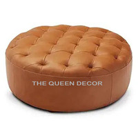 Pouf ottoman Chesterfield rond en velours de haute qualité pour tabouret de canapé de salon avec fonction de repose-pieds de rangement