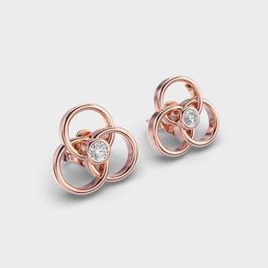 Pendientes de Diamantes Cultivados en Laboratorio con Círculos Entrelazados, Oro Rosa/Amarillo/Blanco de 18K, Joyería Moderna - Product Image 3