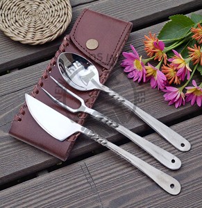 Ensemble de couverts médiévaux forgés à la main en acier inoxydable 430 de haute qualité, couverts de table pour les fêtes, couteau, fourchette, cuillère - Product Image 6