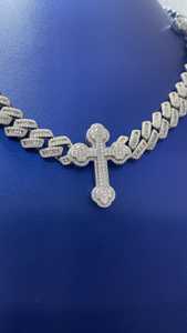 สร้อยคอแบบ Cuban Link ประดับเพชร VVS Moissanite เงินแท้ 925 สไตล์ฮิปฮอป สำหรับผู้ชายและผู้หญิง - Product Image 5