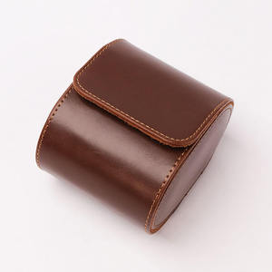 Hot Selling High Quality Travel Leather <b>Watch</b> Roll Case with Pillow Single <b>Watch</b> Organizer Portable Single Slot <b>Watch</b> <b>Box</b> - Product Image 2