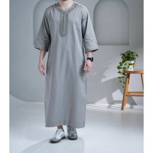 Hombres musulmanes Thobes Hombres marroquíes Thobes Bordado musulmán Jubbah Ropa islámica Moda Thawb Robe para hombre - Product Image 2
