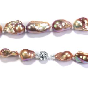 Collier de perles de culture baroques naturelles Orchid 14x24mm en argent sterling avec zircon blanc - Product Image 2
